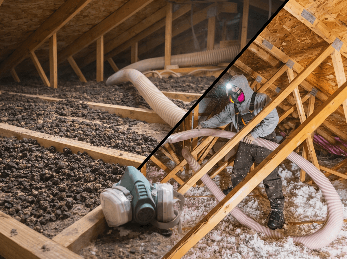 Attic damaged by rodents